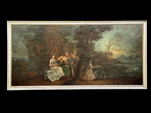 TABLEAU / HUILE SUR TOILE / ECOLE FRANÇAISE DU XIXe " SCENE PASTORALE " ENCADRÉE