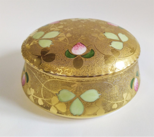 Limoges Painted Porcelain Box Art Nouveau Style Gilted