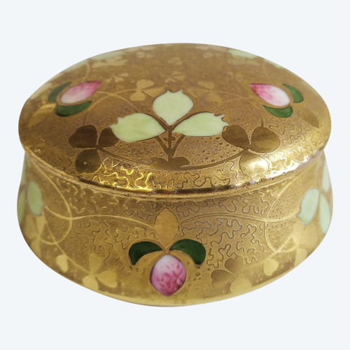 Limoges Painted Porcelain Box Art Nouveau Style Gilted