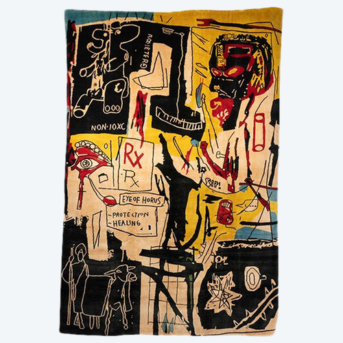 After Jean-Michel Basquiat. Rug, or tapestry “Melting Point of Ice”. Contemporary work.