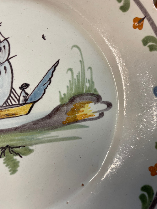 Nevers - Marine De Loire Earthenware Plate 18th Century