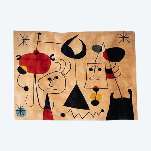 Carpet, or tapestry, inspired by Joan Miro. Contemporary work.