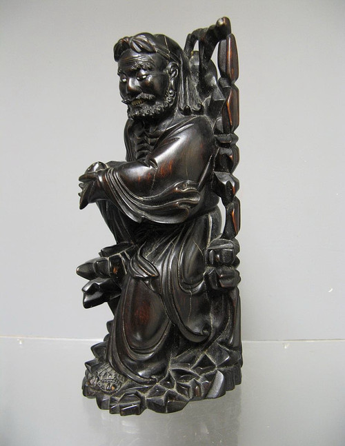Sculpture en bois de fer. Chine XIXe. Dieu Divinité Tao