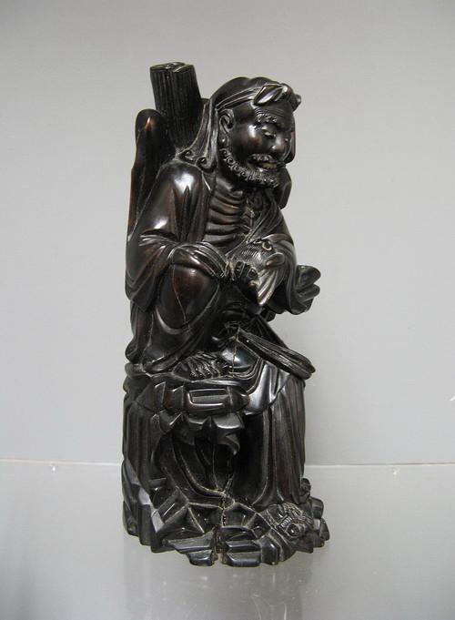 Sculpture en bois de fer. Chine XIXe. Dieu Divinité Tao