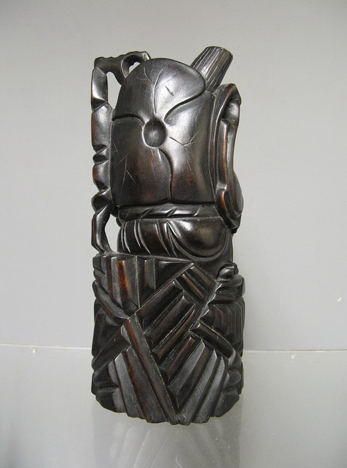 Sculpture en bois de fer. Chine XIXe. Dieu Divinité Tao