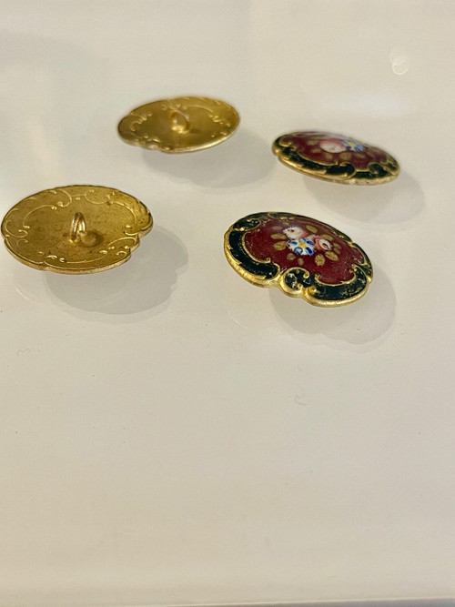 Art Nouveau enameled buttons