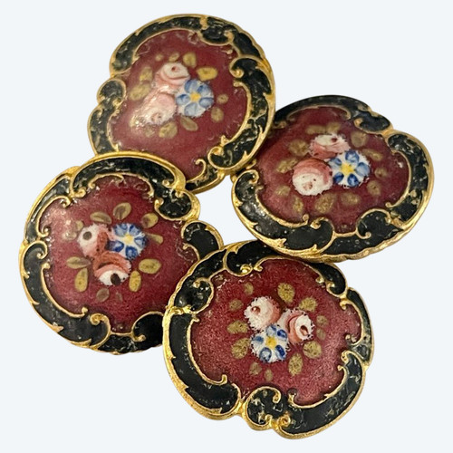Art Nouveau enameled buttons