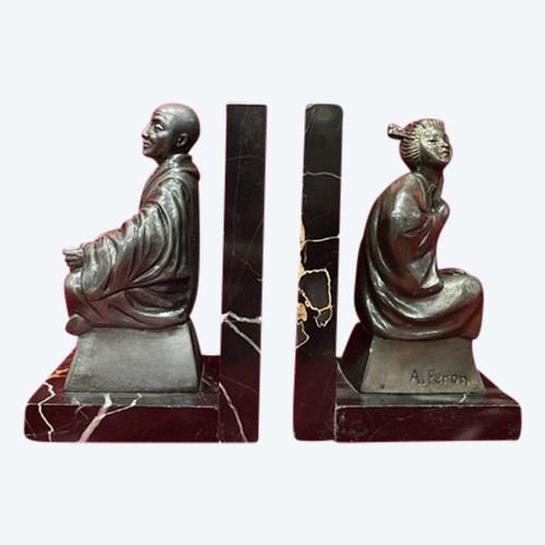 Pair Of Marble Bookends And Regulates By Adam Feron