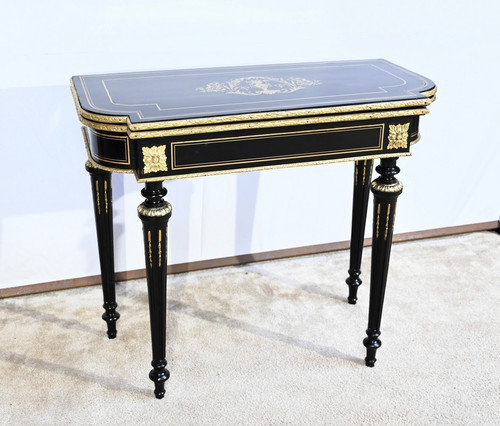 Console Table de Jeux en Bois Noirci, époque Napoléon III – Milieu XIXe