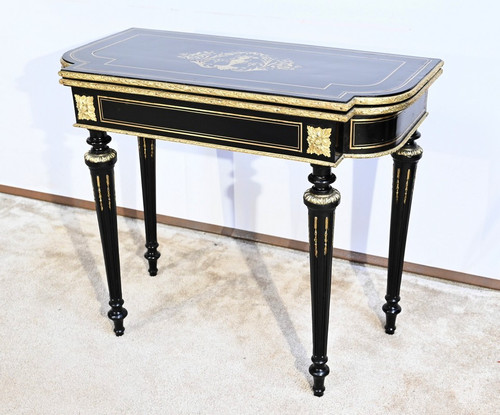 Console Table de Jeux en Bois Noirci, époque Napoléon III – Milieu XIXe