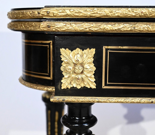 Console Table de Jeux en Bois Noirci, époque Napoléon III – Milieu XIXe