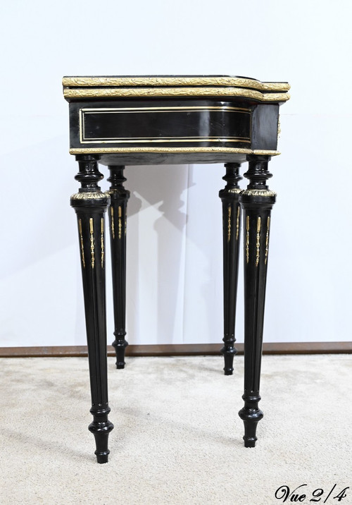 Console Table de Jeux en Bois Noirci, époque Napoléon III – Milieu XIXe