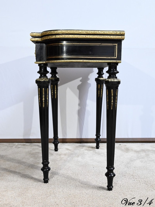 Console Table de Jeux en Bois Noirci, époque Napoléon III – Milieu XIXe