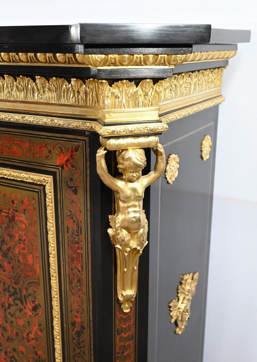 Blackened Pear Wood Support Unit, Boulle spirit, Napoleon III period – Mid-19th century