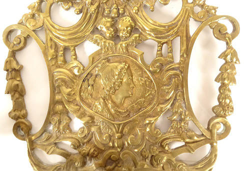 Paire Appliques 3 Feux Bronze Louis XIV Armes France Fleurs Lys Putti XIXè