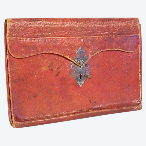 Aktentasche, Portemonnaie, Tasche, Leder, rot, marokkanischer Silberschlüssel, XVIII