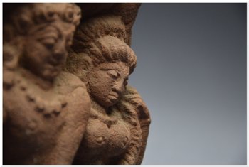 Inde / Période Médiévale / Xème - XIIème siècle / Bustes de Shiva et Parvati / Grès rose