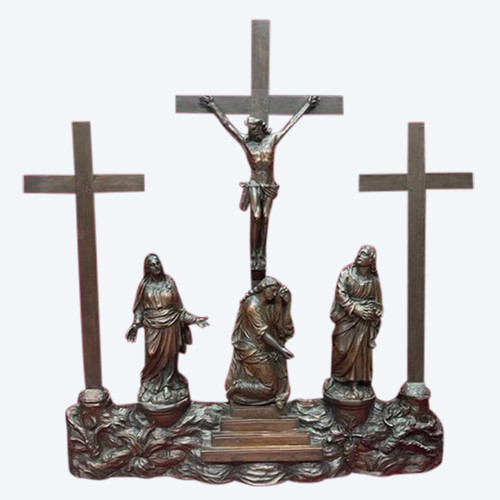 Grand Calvaire Crucifixion Bois Sainte Lucie César Bagard XVII ème