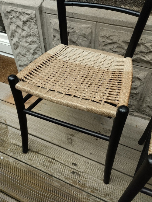 Paire De Chaises - Vintage - Hêtre - Italie - V.1950.