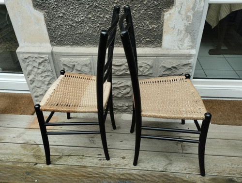 Paire De Chaises - Vintage - Hêtre - Italie - V.1950.