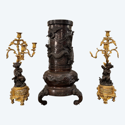 Importante Vaso in Bronzo Giapponese, XIX Secolo