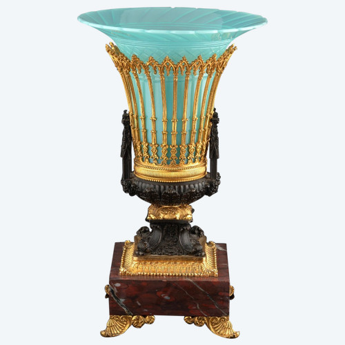 Vase In Opaline And Bronze, Restoration Period