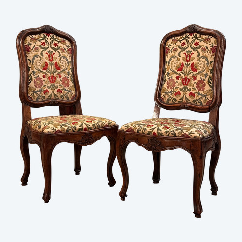 Pair Of Walnut Frame Chairs From Regency Period Circa 1720