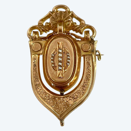 Broche "écusson" En Or époque Napoléon III