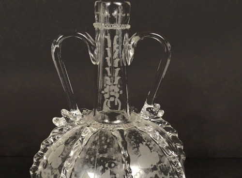 Dutch Ball Carafe Blown Glass Grape Mills Boats 18th Century