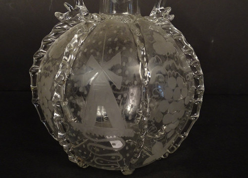 Dutch Ball Carafe Blown Glass Grape Mills Boats 18th Century