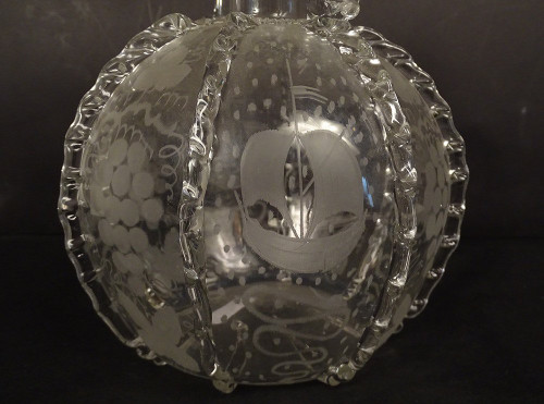 Dutch Ball Carafe Blown Glass Grape Mills Boats 18th Century