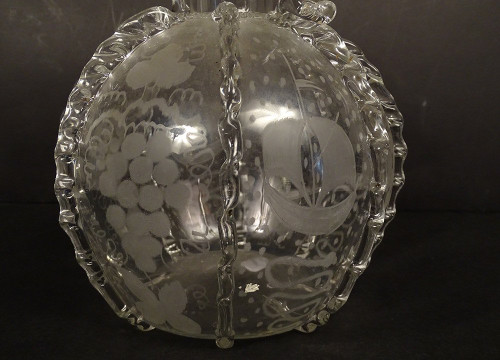 Dutch Ball Carafe Blown Glass Grape Mills Boats 18th Century