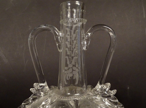 Dutch Ball Carafe Blown Glass Grape Mills Boats 18th Century