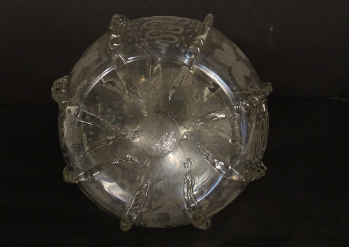 Dutch Ball Carafe Blown Glass Grape Mills Boats 18th Century