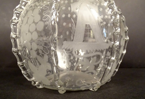 Dutch Ball Carafe Blown Glass Grape Mills Boats 18th Century