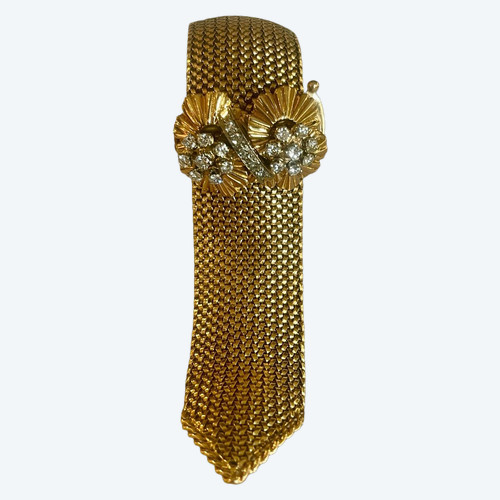 Ribbon Bracelet In Gold And Diamonds