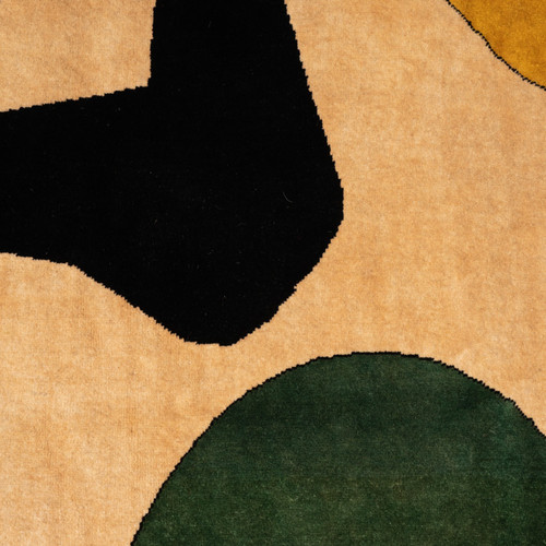 According to Alexander Calder. Carpet, or “Green Ball” tapestry. Contemporary work.