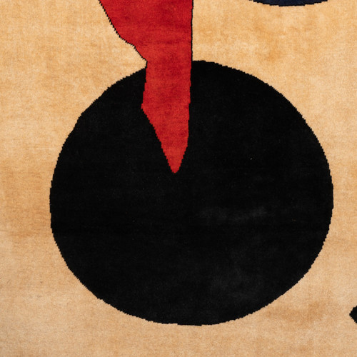 According to Alexander Calder. Carpet, or “Green Ball” tapestry. Contemporary work.