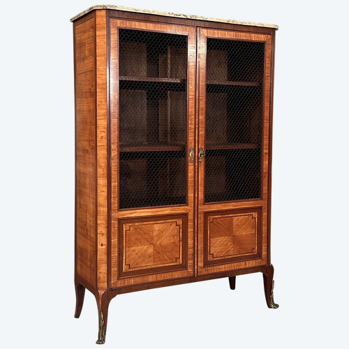 Vitrine Bibliothèque En Marqueterie De Style Transition Louis XV Louis XVI Epoque XIXeme
