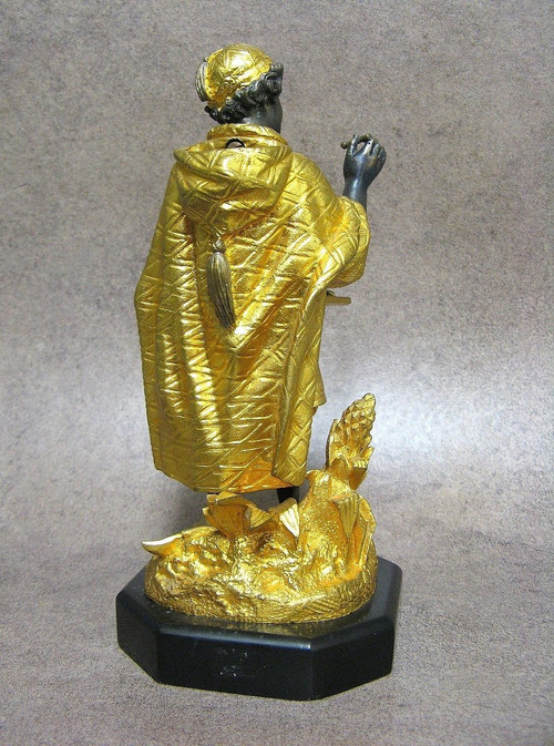 Pyrogen In Bronze 19th Century. Little Moor Merchant.