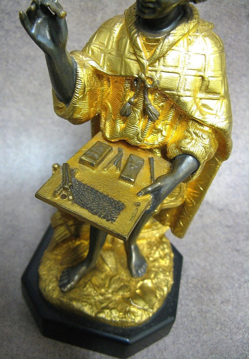 Pyrogen In Bronze 19th Century. Little Moor Merchant.