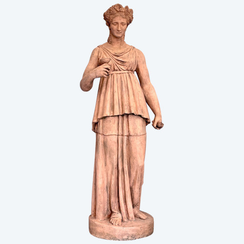 Sculpture en terre cuite figurant la déesse Hygie, XIXe siècle