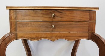  Table d’appoint Travailleuse en Noyer blond massif – Fin XIXe 