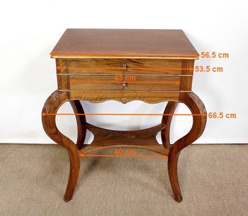  Table d’appoint Travailleuse en Noyer blond massif – Fin XIXe 