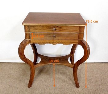  Table d’appoint Travailleuse en Noyer blond massif – Fin XIXe 
