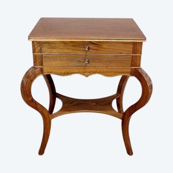 Table d’appoint Travailleuse en Noyer blond massif – Fin XIXe 