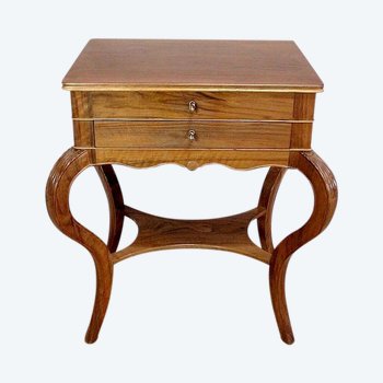  Worker side table in solid blond walnut - Late 19th century