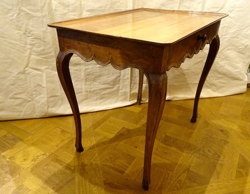 Table Cabaret Louis XV Acajou Massif Plateau Gorge Pieds Galbés XVIIIème