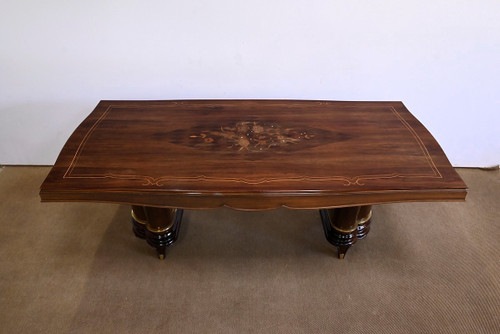 Table Rectangulaire en Palissandre de Rio, attribué à J. Leleu, Art Déco – 1940