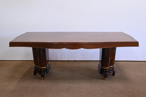 Table Rectangulaire en Palissandre de Rio, attribué à J. Leleu, Art Déco – 1940